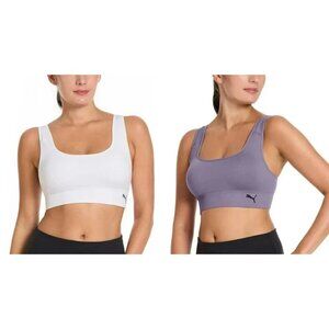 NEW Puma Women's M Seamless Sports Bra Two Pack White Purple